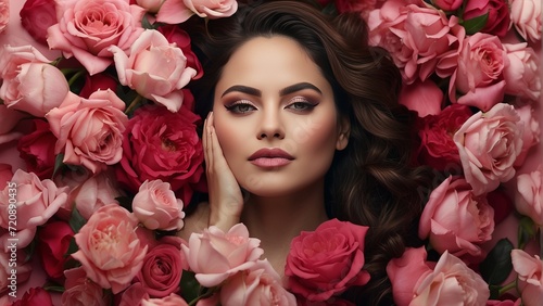 Rose Adorned Beauty: A Captivating Portrait.