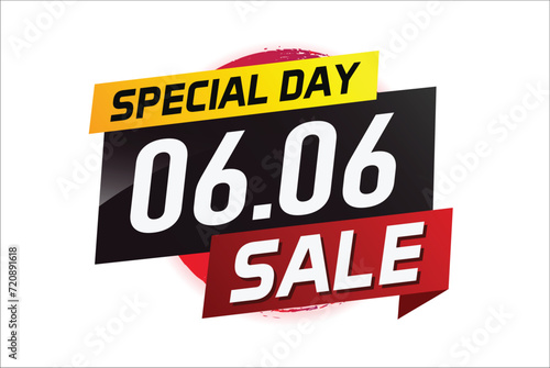 6.6 Special day sale word concept vector illustration with ribbon and 3d style for use landing page, template, ui, web, mobile app, poster, banner, flyer, background, gift card, coupon	