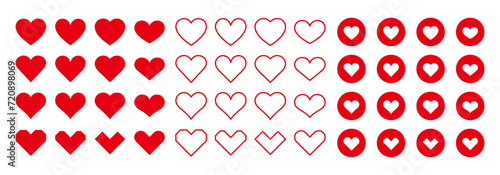 Simple red heart icon set photo