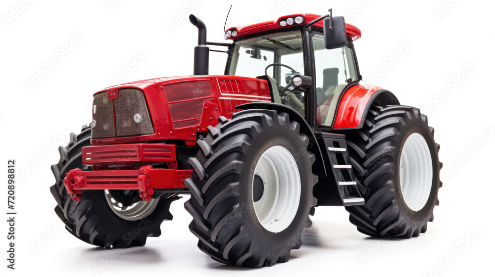 Big red agricultural tractor, front view isolated on transparent and white background.PNG image. Big red agricultural tractor, front view isolated on transparent and white background.PNG image.