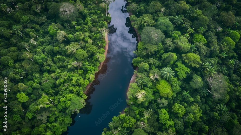 Brazil Amazon Rainforest Basin Aerial View Landscape. (Generative AI).