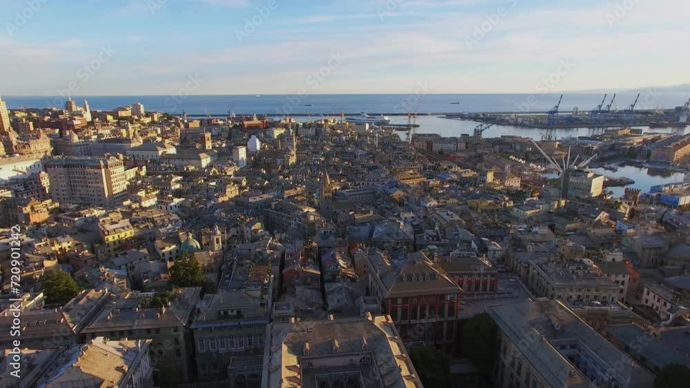 Genoa, Italy, City panorama with sea port, historical center Genoa, Italy, City panorama with sea port, historical center
