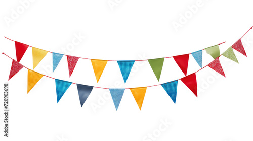 Colorful pennant chain isolated on transparent and white background.PNG image. photo