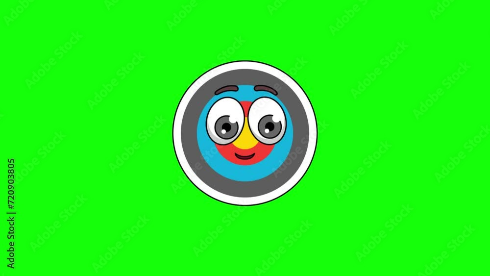 archery target cartoon character with a saluting face, emoji emoticon animation archery target cartoon character with a saluting face, emoji emoticon animation