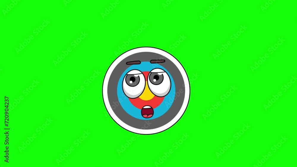 archery target cartoon facing with rolling eye, emoji emoticon animation archery target cartoon facing with rolling eye, emoji emoticon animation