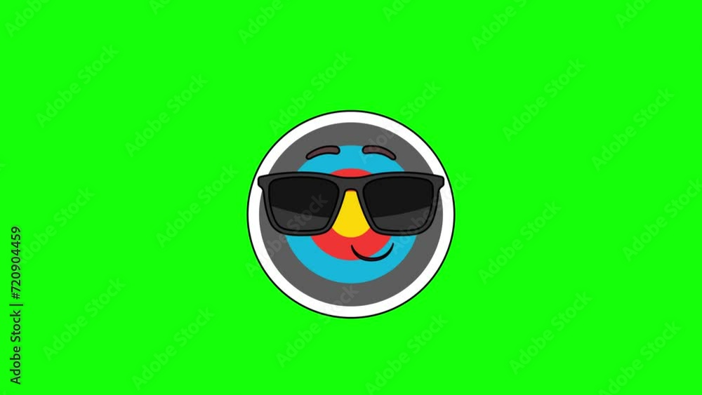 archery target emoji cartoon smiling face with sunglasses, emoticon