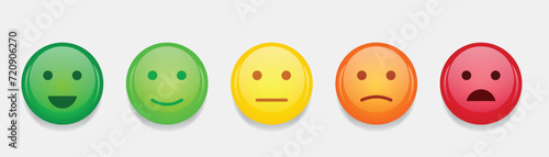 "Elevate user experience with emoticons—positive, neutral, and negative moods. Vector illustration for diverse feedback expressions."
