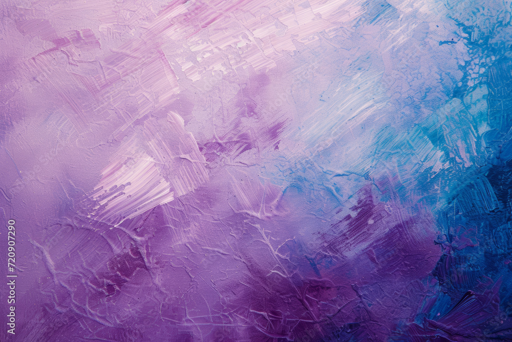 Abstract acrylic painting with rich textures in shades of purple and blue, evoking a cool and tranquil atmosphere.