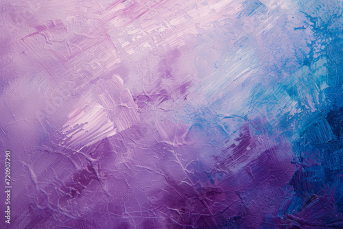 Abstract acrylic painting with rich textures in shades of purple and blue  evoking a cool and tranquil atmosphere.