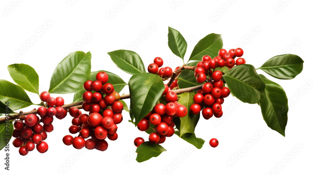 Coffee berries on branch isolated on transparent and white background.PNG image. Coffee berries on branch isolated on transparent and white background.PNG image.