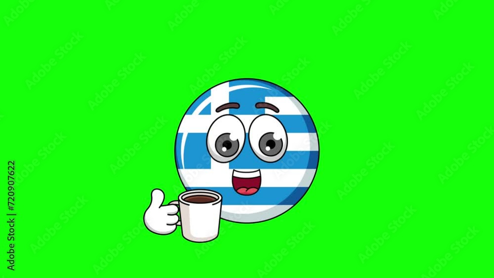 flag of greece emoticon with drinking coffee style, emoji emoticon animation flag of greece emoticon with drinking coffee style, emoji emoticon animation
