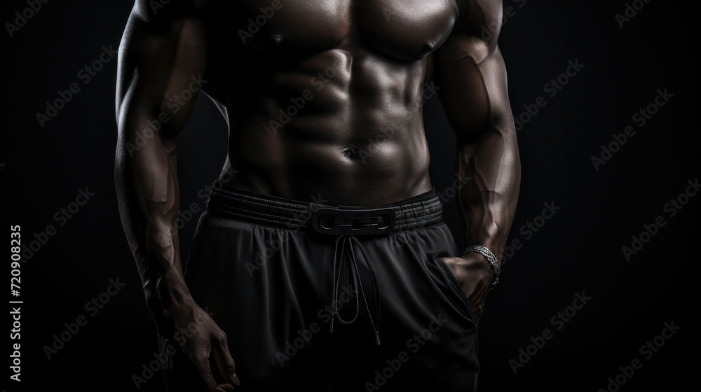 A powerful display of a well-defined muscular male torso, highlighting physical strength and the result of dedicated fitness and bodybuilding. A powerful display of a well-defined muscular male torso, highlighting physical strength and the result of dedicated fitness and bodybuilding.
