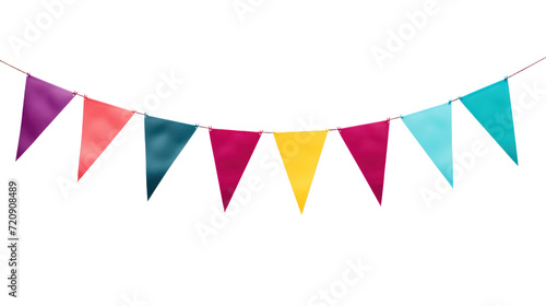 Rainbow Banner Bunting with multicolor pennant flags for colorful isolated on transparent and white background.PNG image. photo