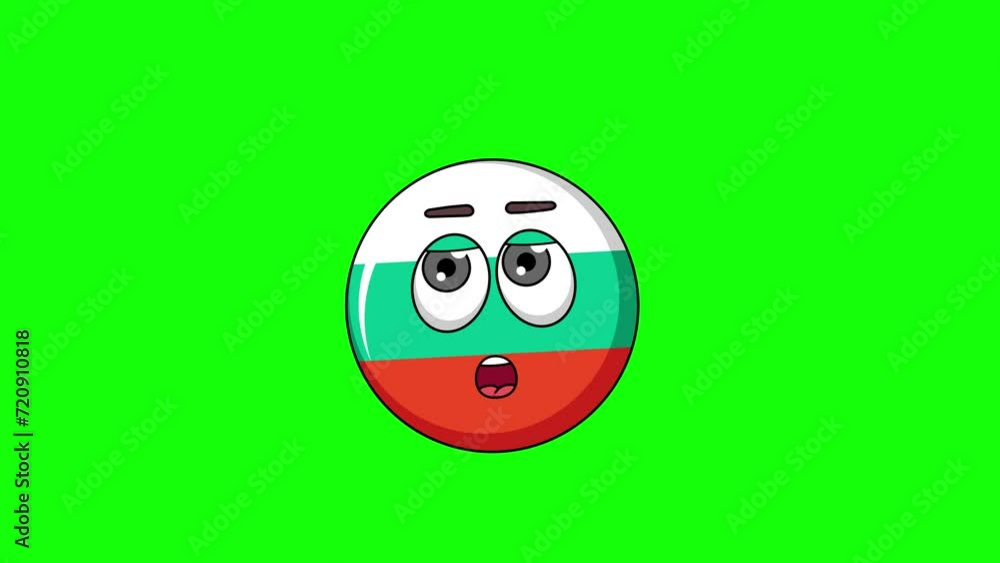 flag of bulgaria cartoon facing with rolling eye, emoji emoticon animation flag of bulgaria cartoon facing with rolling eye, emoji emoticon animation