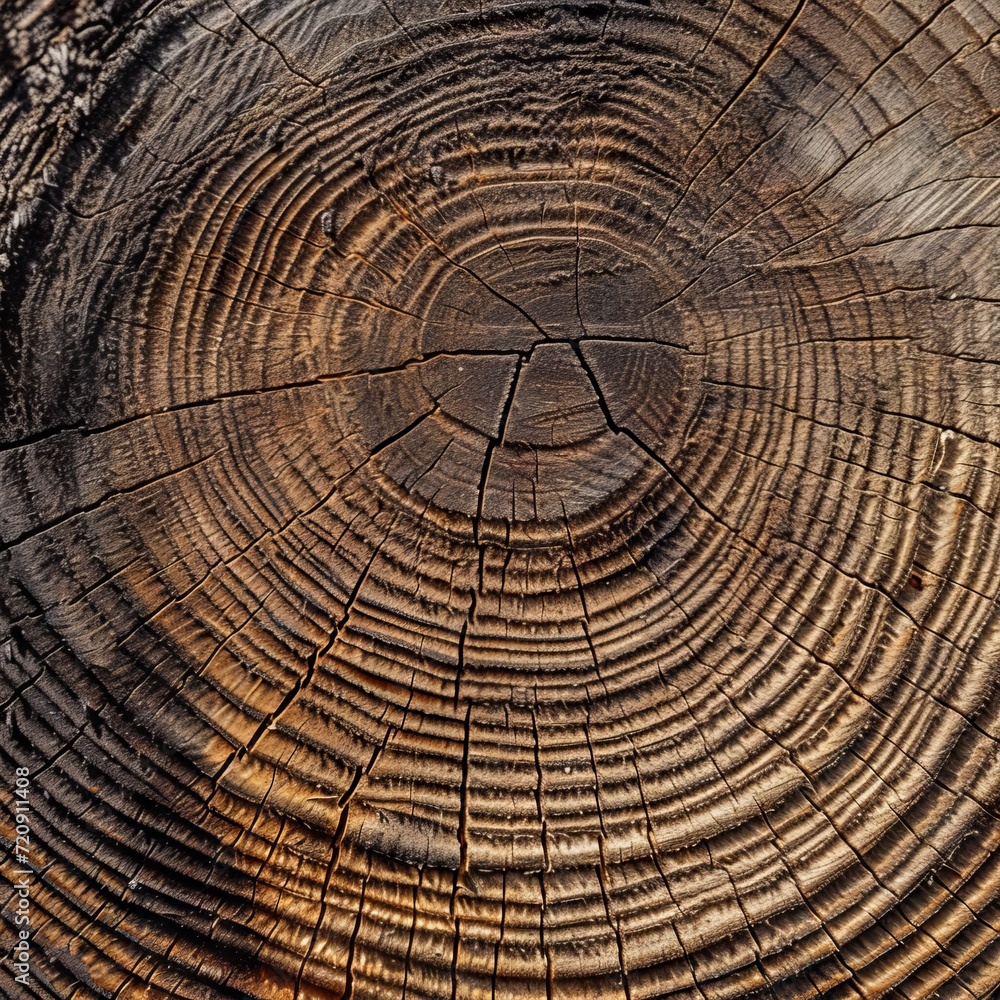 captivating close-up of intricate tree rings pattern, Generative AI