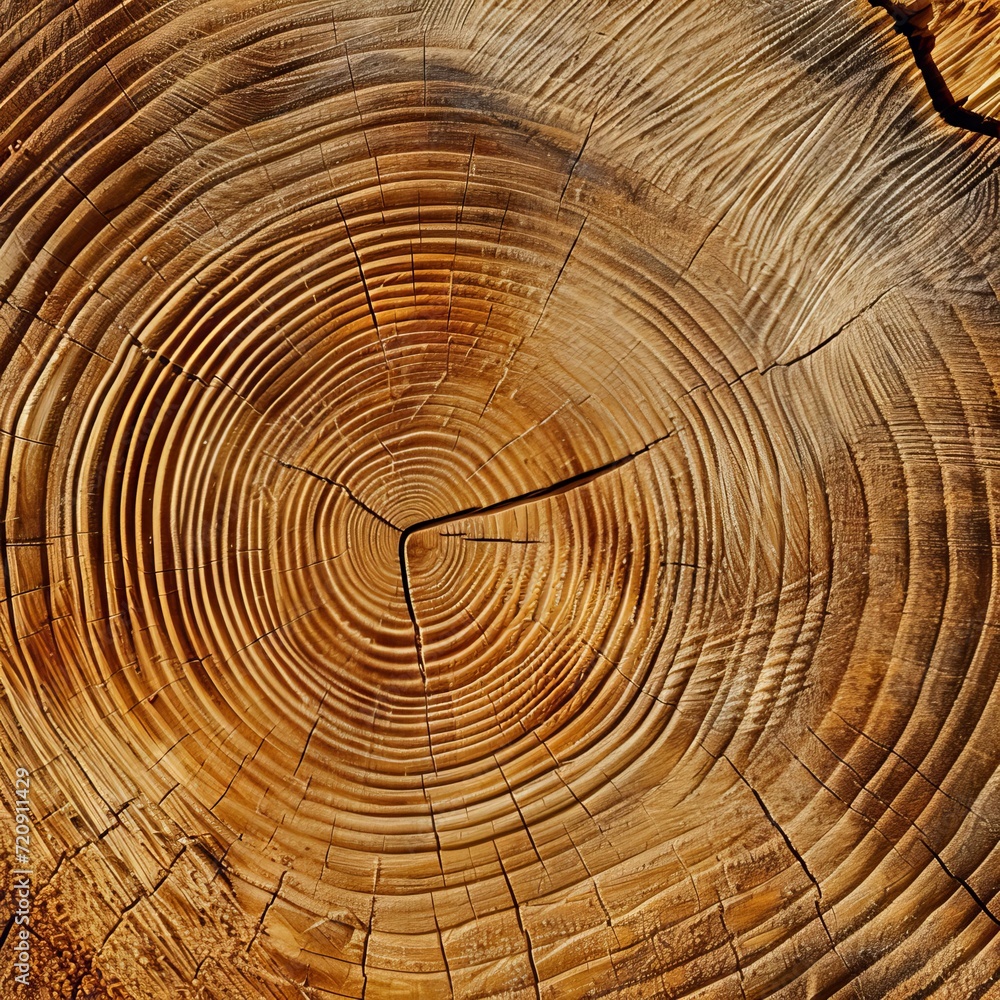Naklejka premium captivating close-up of intricate tree rings pattern, Generative AI