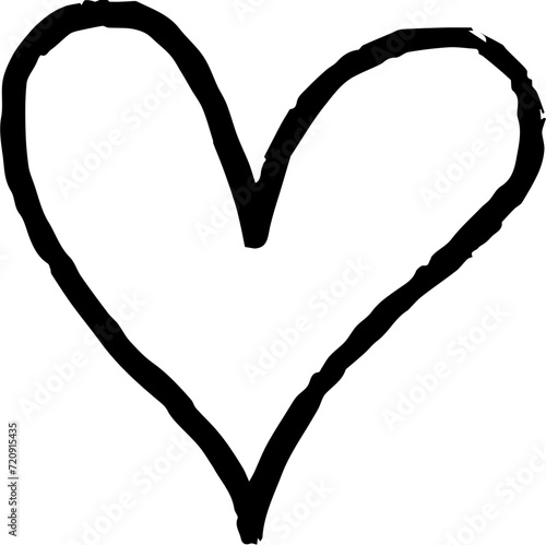 Set of hand drawn hearts. Rough lines, pencils, and brushstrokes Vector illustration. Black and white. #720915435