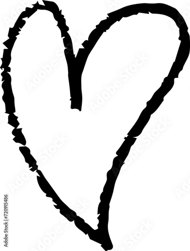 Set of hand drawn hearts. Rough lines, pencils, and brushstrokes Vector illustration. Black and white. photo