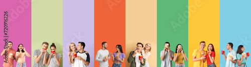 Collage with many couples e...