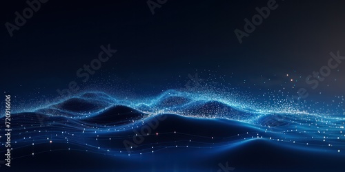 Data technology futuristic illustration, Network of dots connected by lines, blue tone © ETAJOE