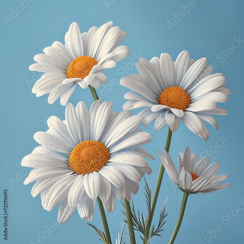 bouquet of daisies on blue background