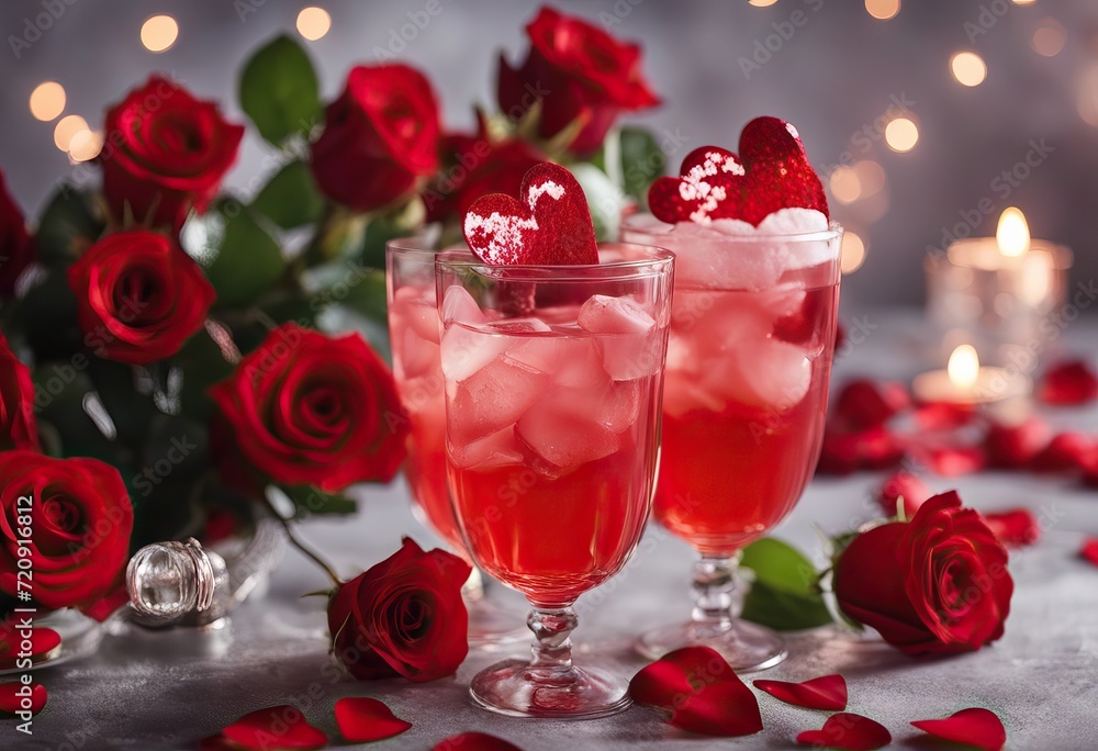  hearts red roses background julep festive cocktail Roses