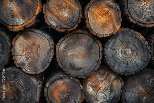 natural texture of dark wooden logs, Generative AI