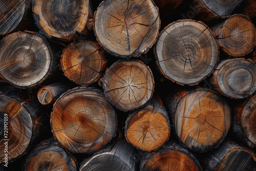 natural texture of dark wooden logs  Generative AI