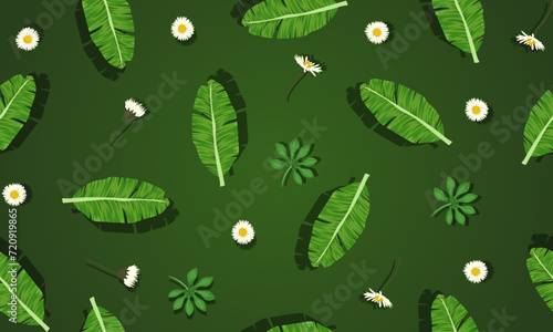 Tropical palm leaves. jungle leaves seamless floral pattern green background.