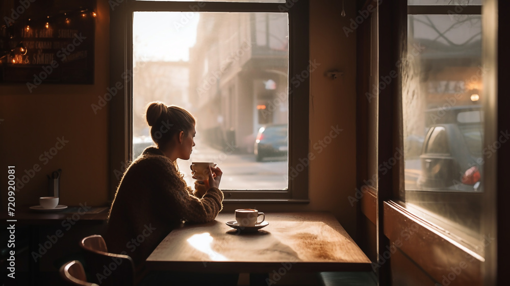 woman drinking coffee in the morning woman drinking coffee in the morning