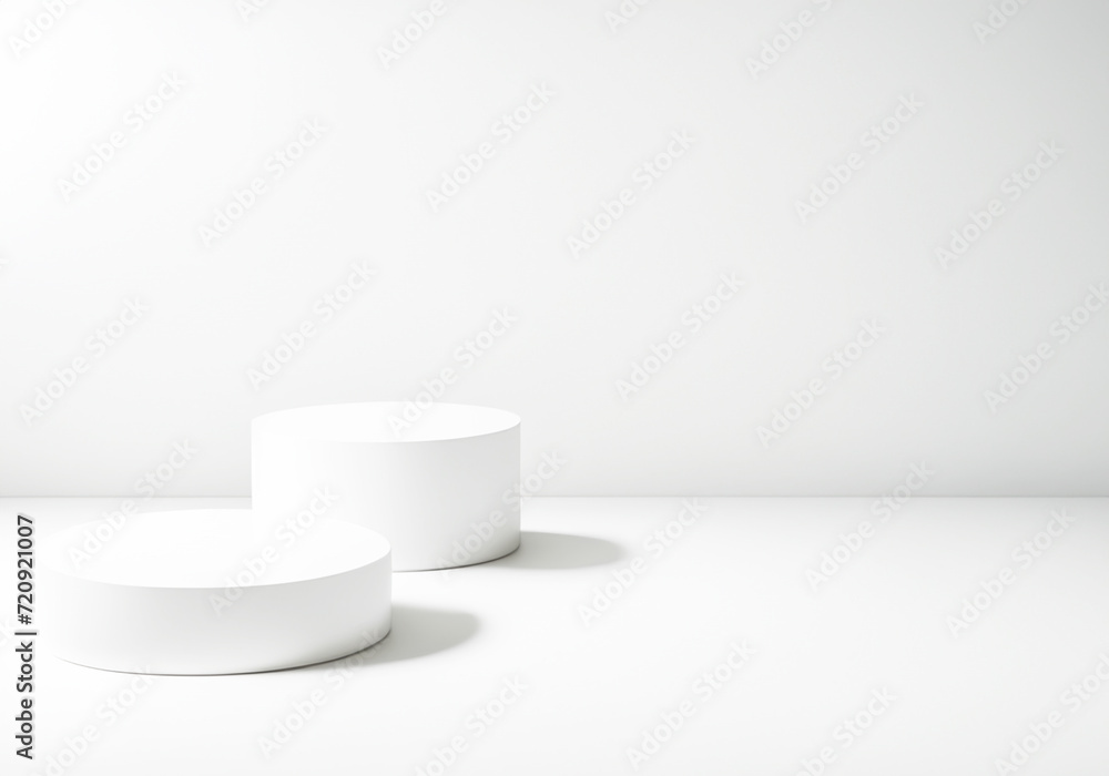 シンプルな白いディスプレイ台のある撮影スタジオの背景