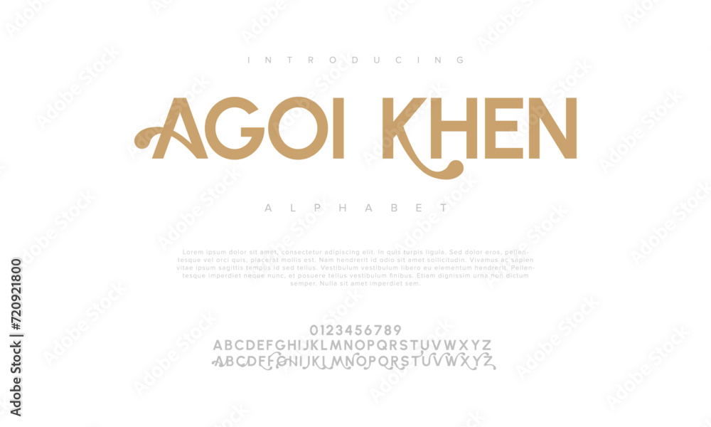Agoikhen creative modern urban alphabet font. Digital abstract moslem, futuristic, fashion, sport, minimal technology typography. Simple numeric vector illustration