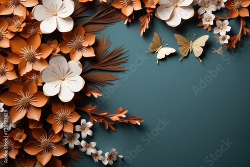 Design paper cut outs of butterfly and flowers 