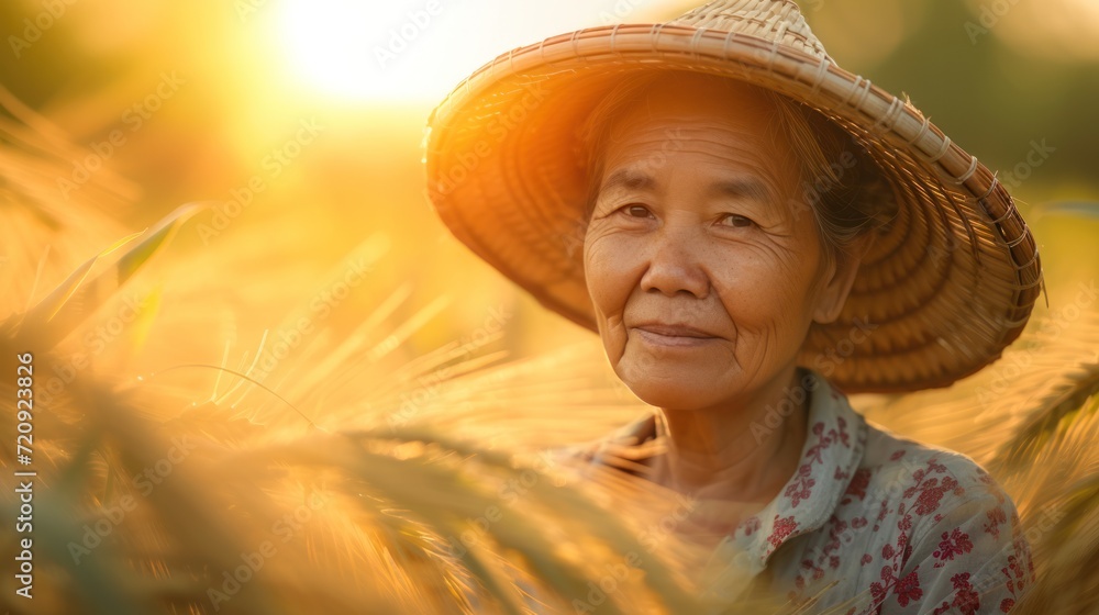 Asian farmer and sunlight