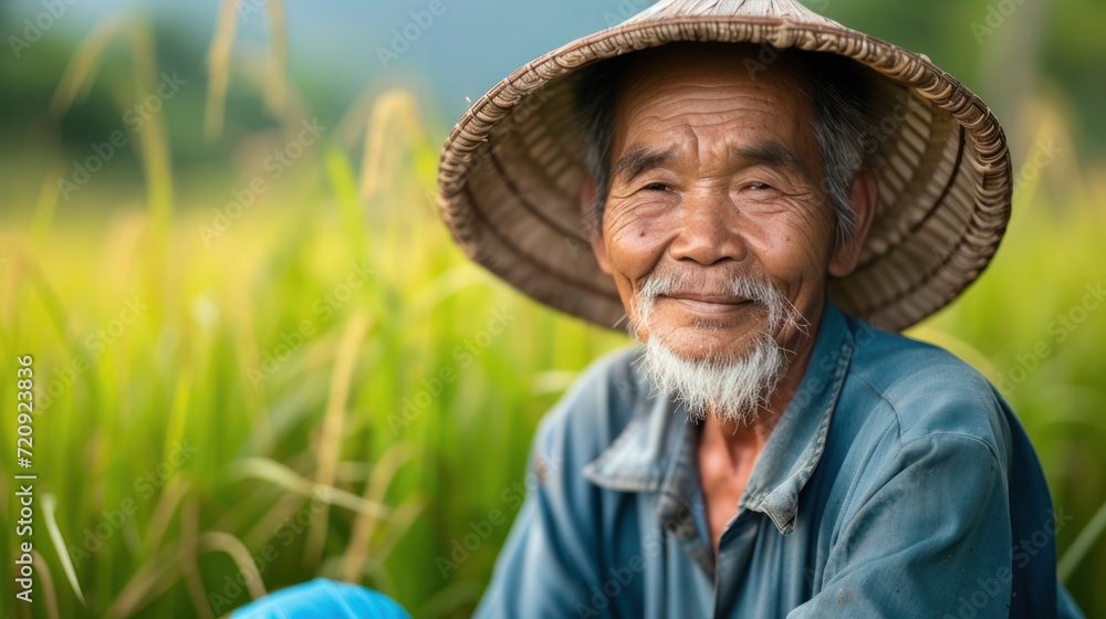 Fototapeta premium Asian farmer and sunlight