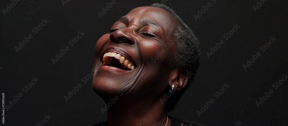 Portrait senior black people woman smiling Portrait senior black people woman smiling