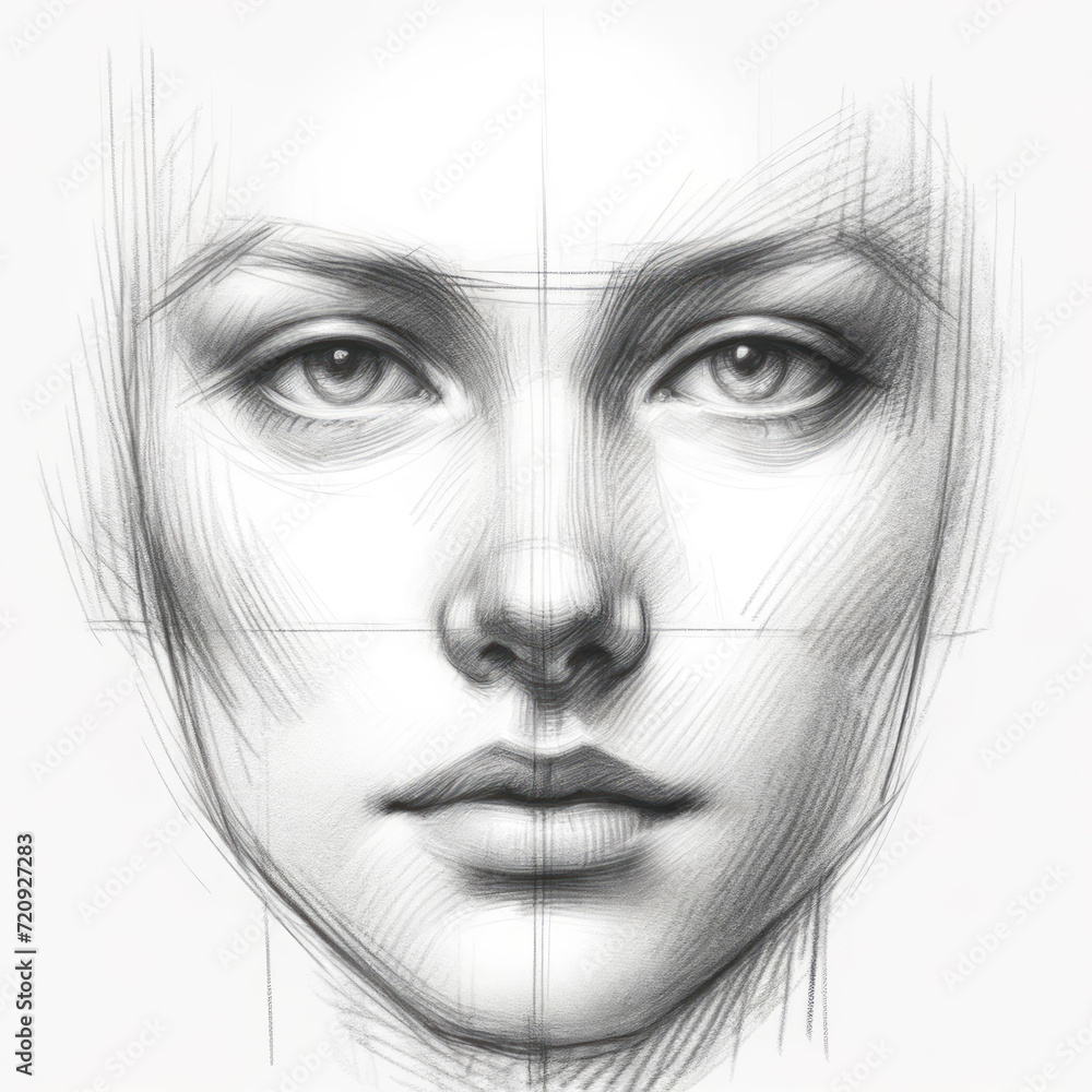 Obraz premium Face Sketch Black and White