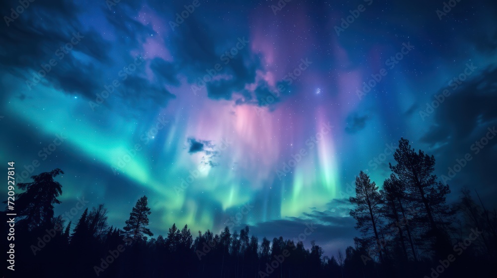 Beautiful sky with Aurora, Landscape Beautiful sky with Aurora, Landscape