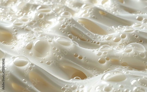 Foam bubble from soap or shampoo washing on top view.Skincare cleanser foam texture. photo