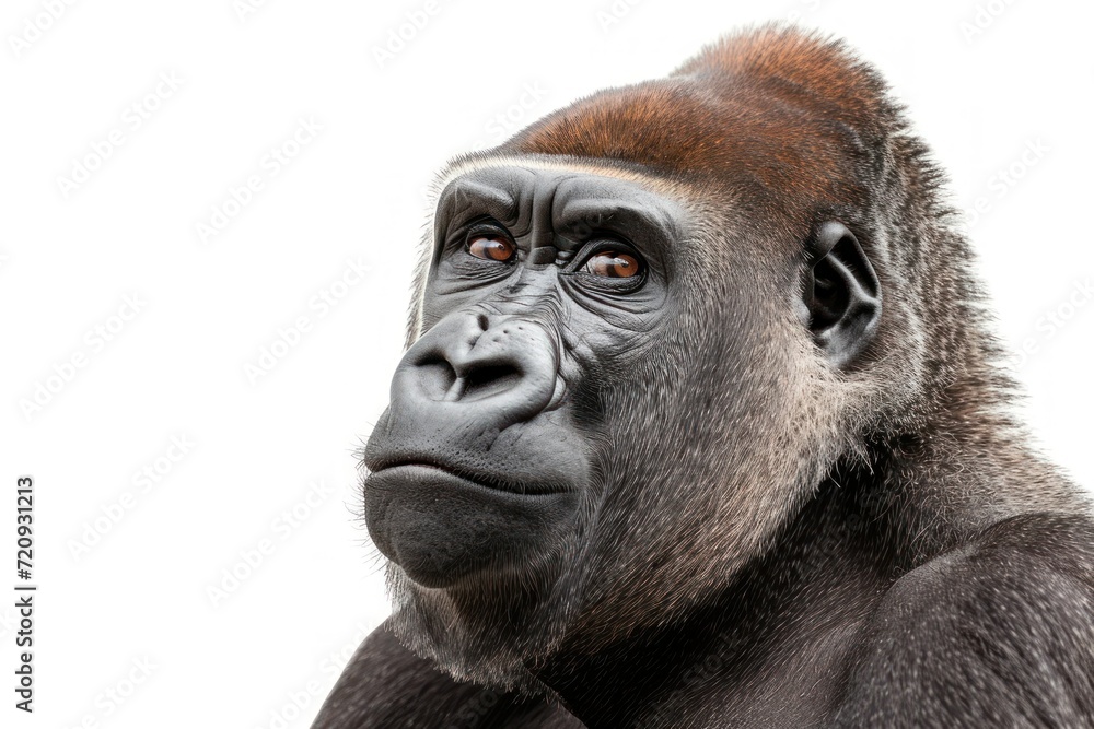 Obraz premium Close-up of a gorilla isolated on a white background
