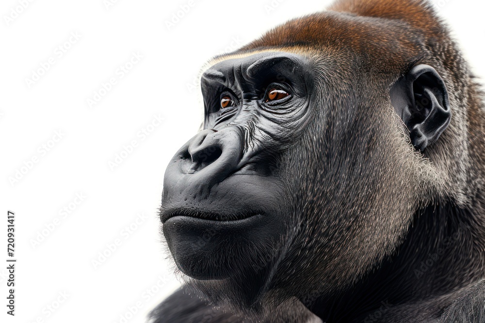 Obraz premium Close-up of a gorilla isolated on a white background