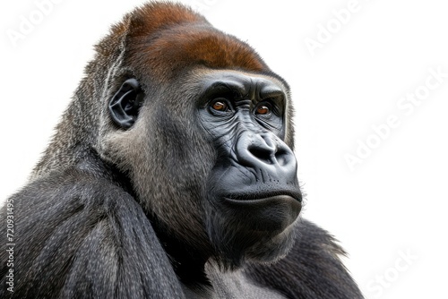 Close-up of a gorilla isolated on a white background © Muh