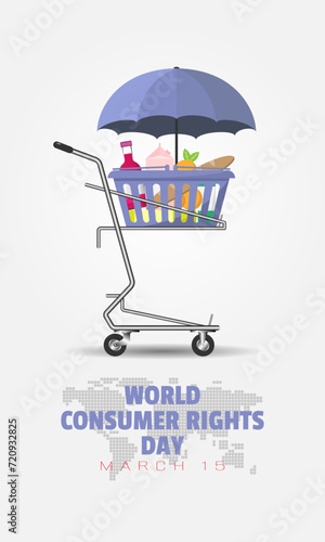 World Consumer Rights Day poster with shopping trolley
