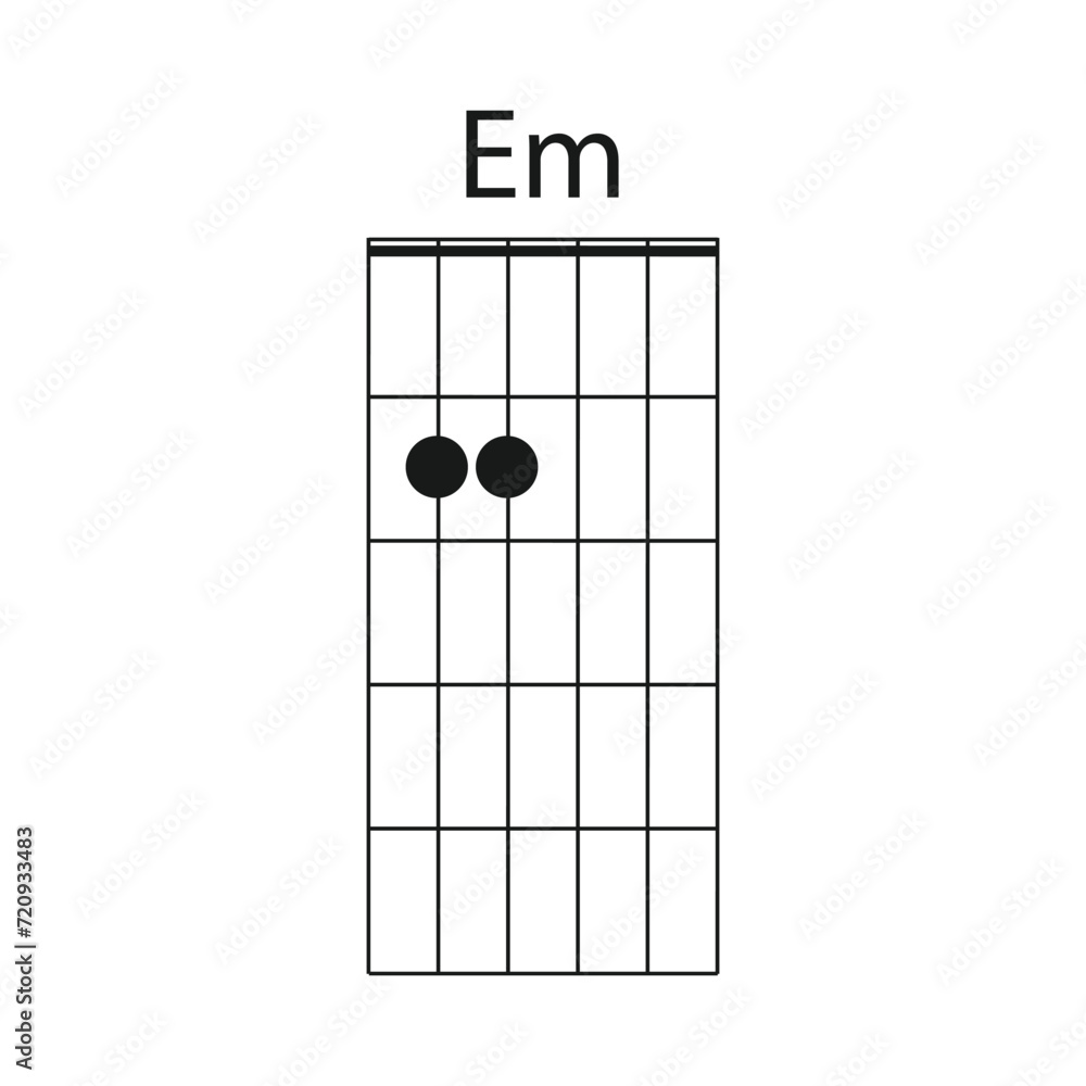 Em guitar chord icon vector Em guitar chord icon vector
