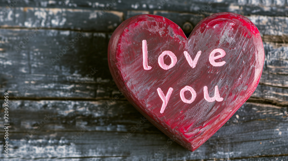 Love you text on a heart. Valentine's Day background Love you text on a heart. Valentine's Day background