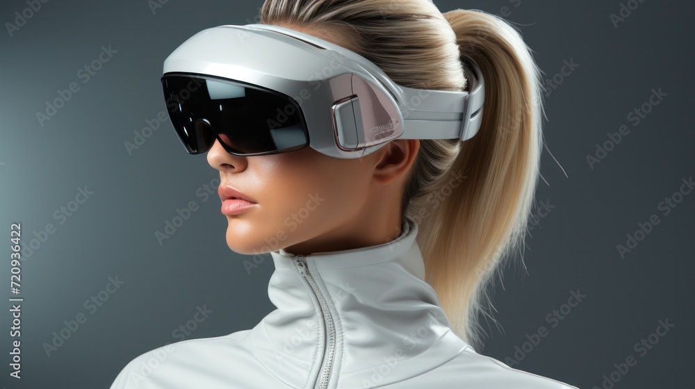 Beautiful women and Future digital technology. women in virtual reality glasses, VR Beautiful women and Future digital technology. women in virtual reality glasses, VR