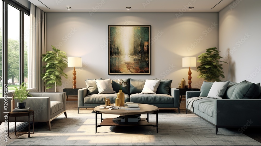 Modern luxury living room interior composition Modern luxury living room interior composition
