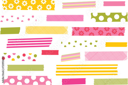 Washi tape strips. Semi-transparent masking tape or adhesive strips. EPS file has global colors for easy color changes.