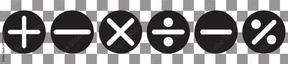 Basic mathematical symbol. Plus and minus icon set. Math symbol ...