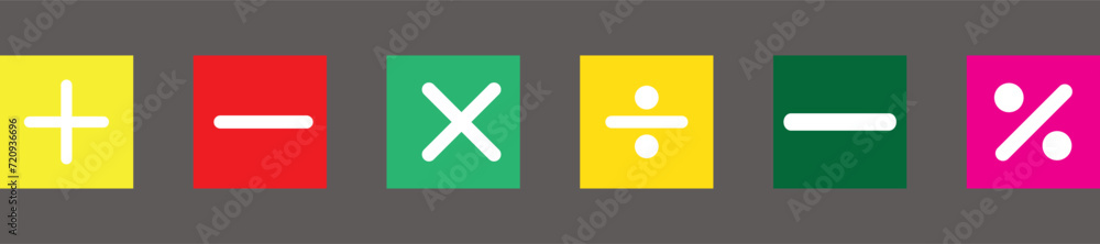 Basic mathematical symbol. Plus and minus icon set. Math symbol ...
